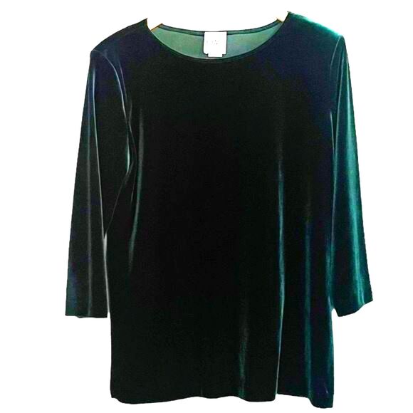 R&M Richards Women's Size 12 Vintage Pine Green Velour Tunic 90s Festive Holiday - Picture 9 of 9